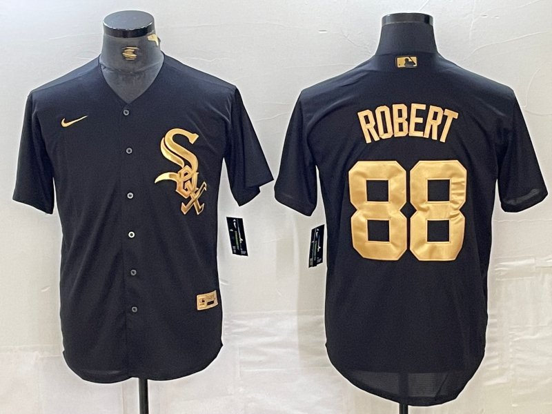 Luis Robert White Sox Black Golden Replica Jersey