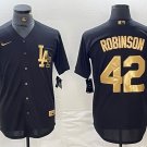 Jackie Robinson Dodgers Black Golden Replica Jerseys