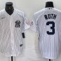 Babe Ruth Yankees White Stripes Fashion Replica Jerseys