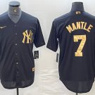 Mickey Mantle Yankees Black Golden Replica Jerseys