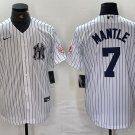 Mickey Mantle Yankees White Stripes Fashion Replica Jerseys