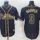Bryce Harper Phillies Black Golden Replica Jersey