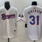 Max Scherzer Rangers Collection Limited White Gold Jerseys