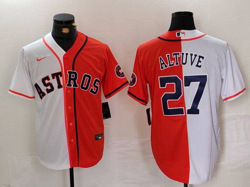 Jose Altuve Astros White Orange Split Replica Jerseys