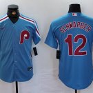 Kyle Schwarber Phillies Light Blue Throwback Replica Jersey