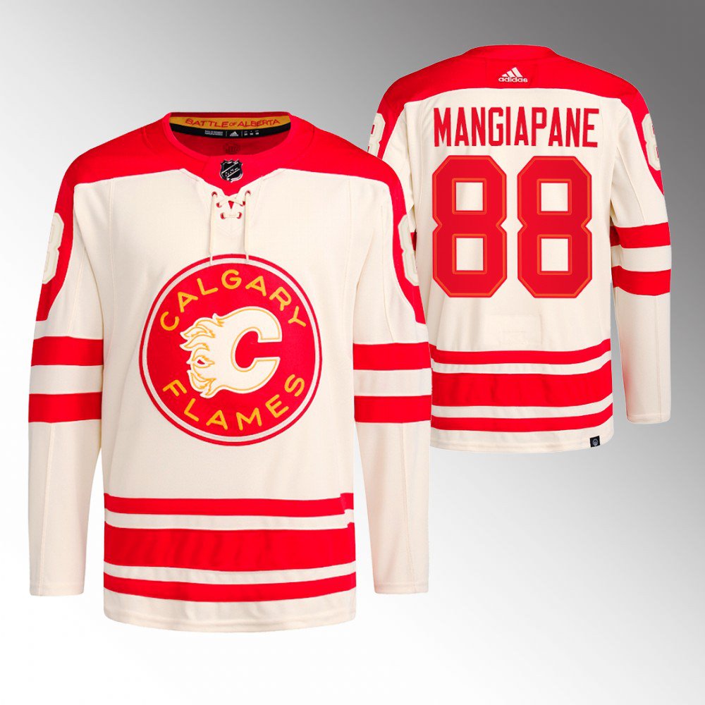 Andrew Mangiapane Flames Throwback Cream Jersey