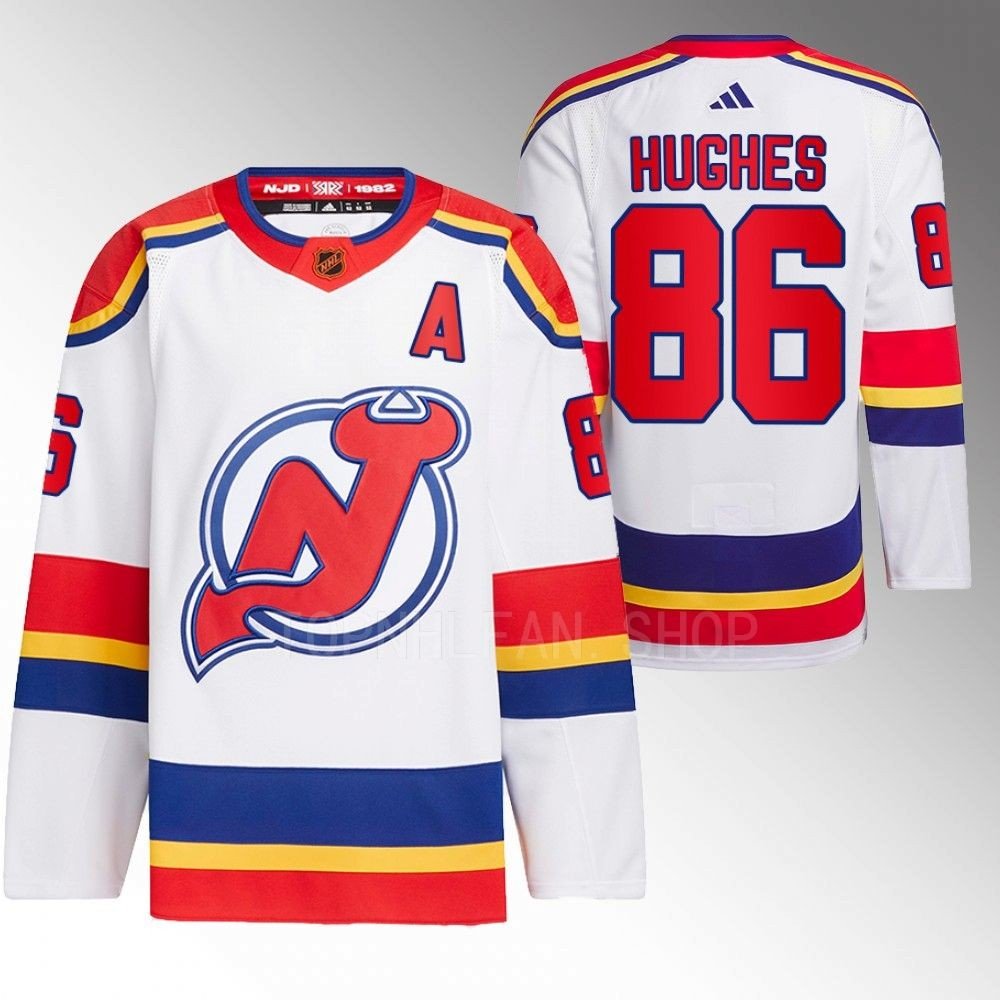 Jack Hughes Devils 2022 Reverse Retro 2.0 White Jersey