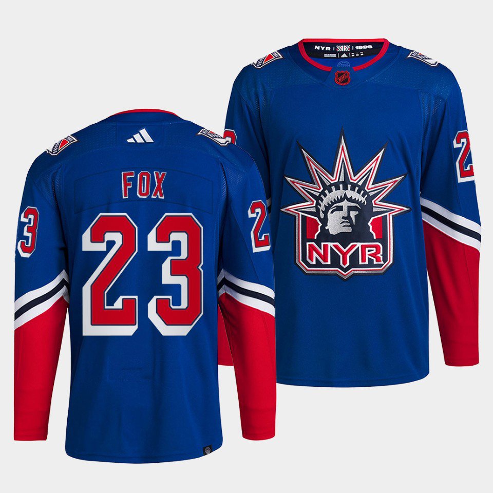 Adam Fox Rangers 2022 Reverse Retro Royal Jersey