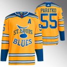 Colton Parayko Blues 2022 Reverse Retro Yellow Jersey