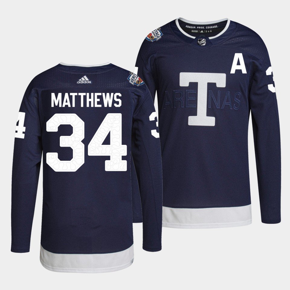 Auston Matthews Maple Leafs 2022 Heritage Classic Navy Jersey