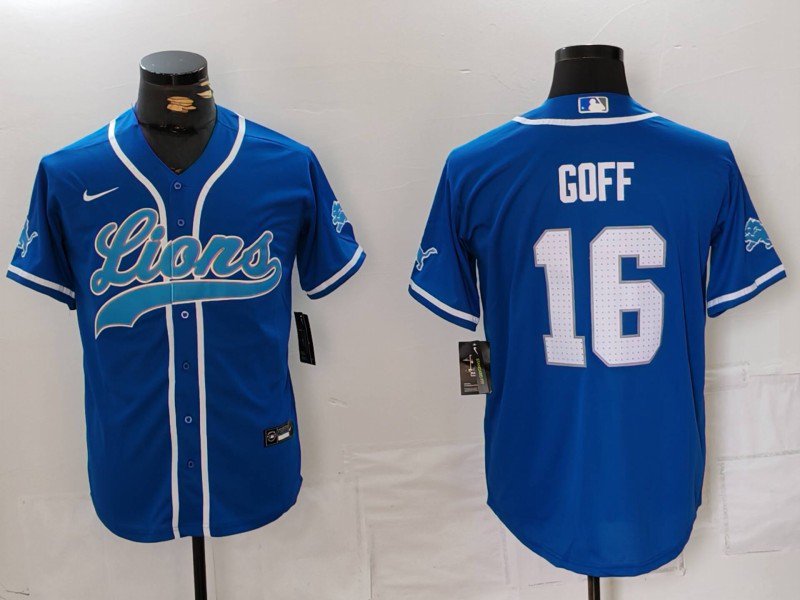 Jared Goff Lions Royal Baseball Replica Jersey