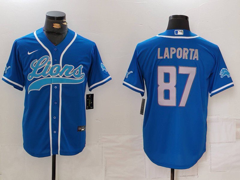 Sam LaPorta Lions Royal Baseball Replica Jersey
