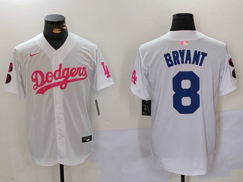 Kobe Bryant Dodgers White Pink Fashion Replica Jersey