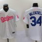 Fernando Valenzuela Dodgers White Pink Fashion Replica Jersey