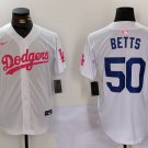 Mookie Betts Dodgers White Pink Fashion Replica Jersey