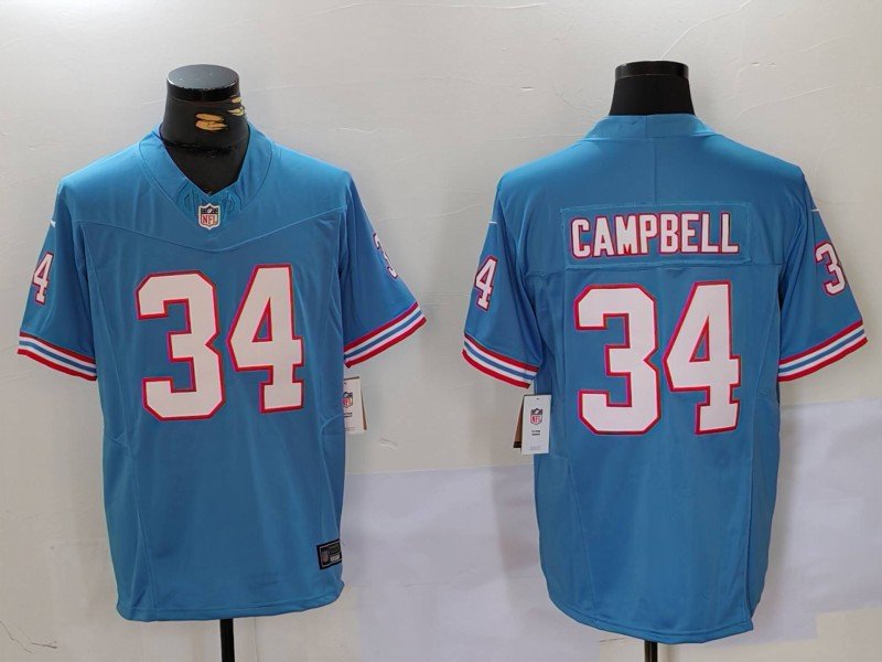 Earl Campbell Titans Blue Throwback Jersey