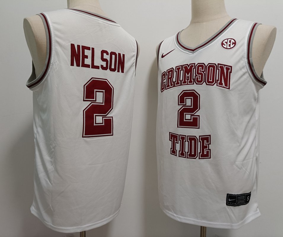 Grant Nelson Crimson Tide White Basketball Jersey