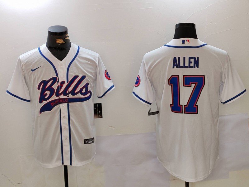 Josh Allen Bills White Baseball Jersey