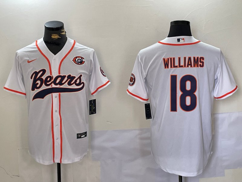 Caleb Williams Bears White Baseball Jersey