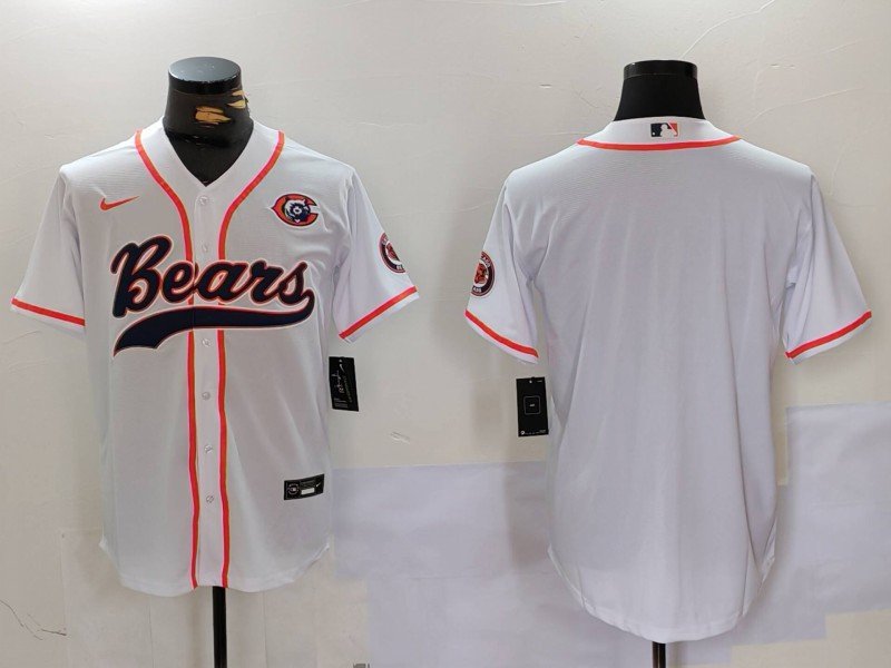 Team Bears White Baseball Jersey