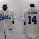 Amon-Ra St. Brown Lions White Baseball Jersey