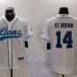 Amon-Ra St. Brown Lions White Baseball Jersey