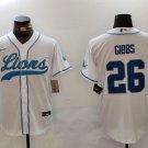 Jahmyr Gibbs Lions White Baseball Jersey