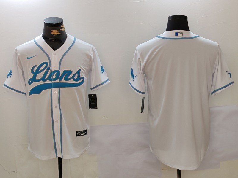 Team Lions White Baseball Jersey