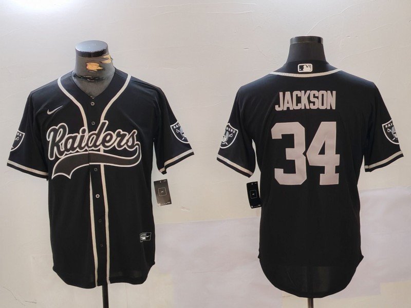 Bo Jackson Raiders Black Baseball Jersey