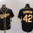 Jackie Robinson Dodgers Black Golden Baseball Replica Jersey