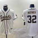 Tyrann Mathieu Saints White Baseball Jersey
