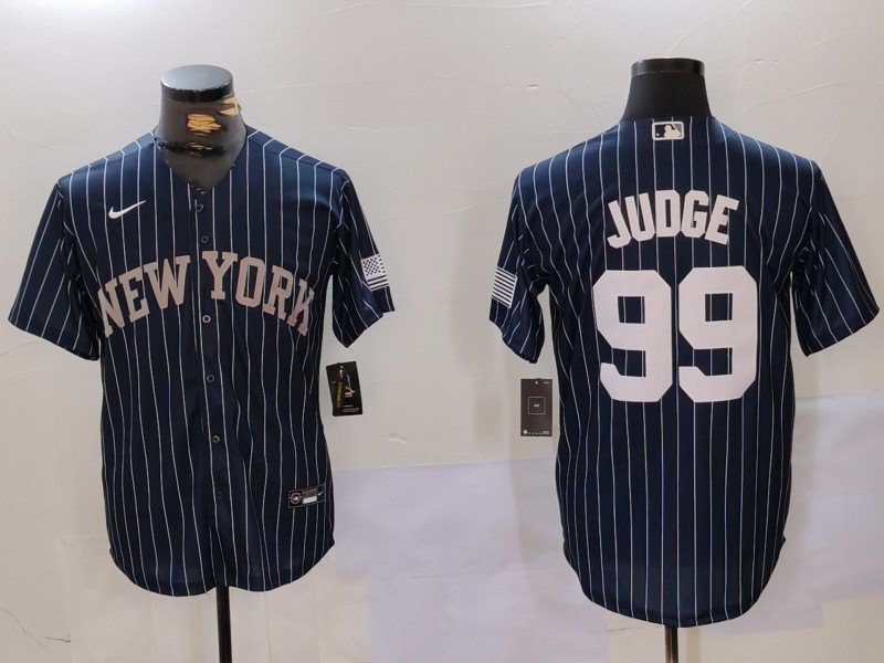 Aaron Judge Yankees Navy Stripes Baseball Jersey