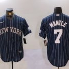 Mickey Mantle Yankees Navy Stripes Baseball Jersey