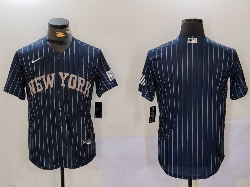 Team Yankees Navy Stripes Baseball Jersey