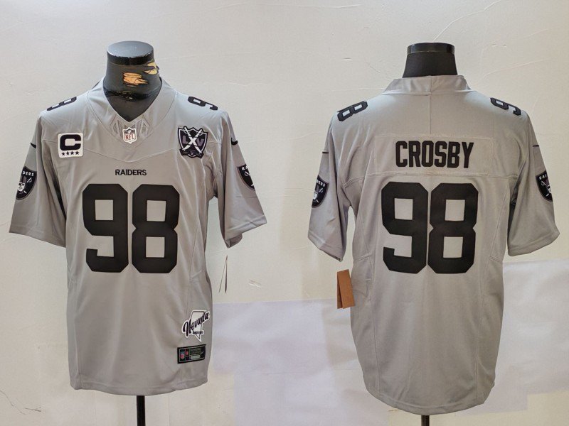 Maxx Crosby Raiders Grey Throwback Limited Jersey