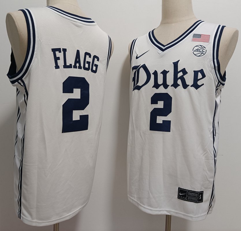 Cooper Flagg Blue Devils White Throwback Basketball Jersey