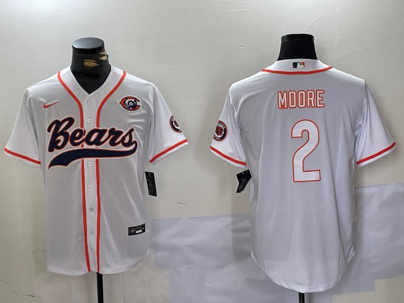 DJ Moore Bears White Baseball Jersey