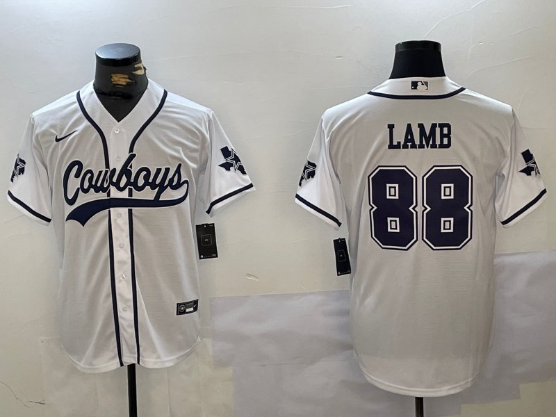 CeeDee Lamb Cowboys White Baseball Jersey