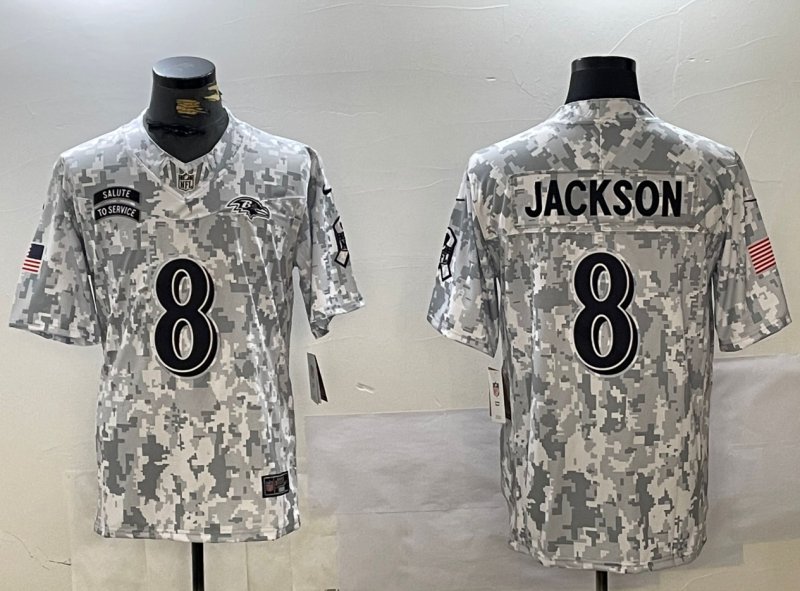 Lamar Jackson Ravens Arctic Camo Salute to Service Limited Jersey