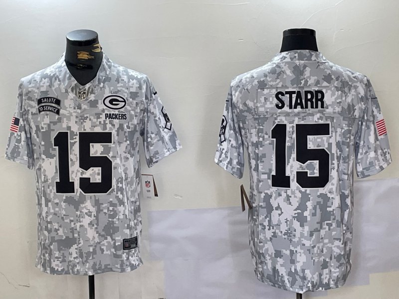 Bart Starr Packers Arctic Camo Salute to Service Limited Jersey