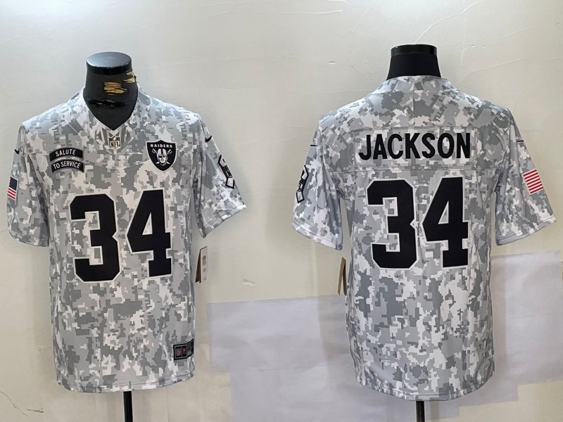 Bo Jackson Raiders Arctic Camo Salute to Service Limited Jersey