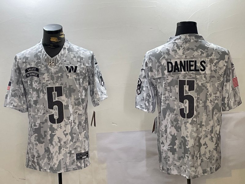 Jayden Daniels Commanders Arctic Camo Salute to Service Limited Jersey