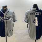 Dak Prescott Cowboys Grey Navy Split Baseball Jersey