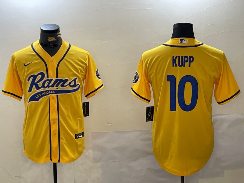 Cooper Kupp Rams Yellow Baseball Jersey