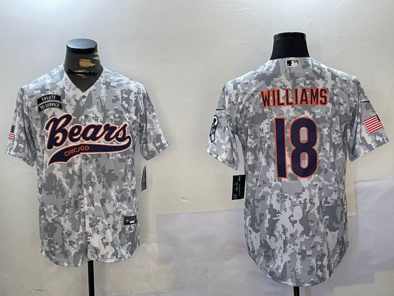 Caleb Williams Bears Arctic Camo Salute to Service Baseball Jersey