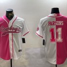 Micah Parsons Cowboys White Pink Split Baseball Jersey