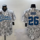Jahmyr Gibbs Lions Arctic Camo Salute to Service Baseball Jersey