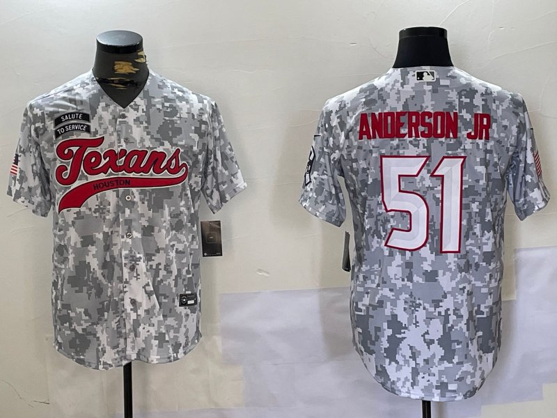 Will Anderson Jr Texans Arctic Camo Salute to Service Baseball Jersey