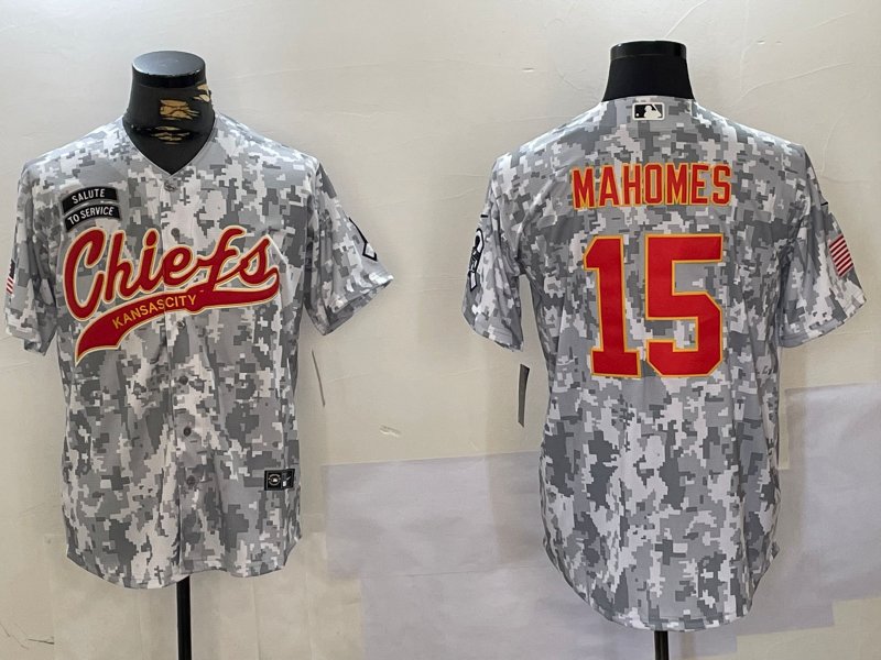 Patrick Mahomes II Chiefs Arctic Camo Salute to Service Baseball Jersey