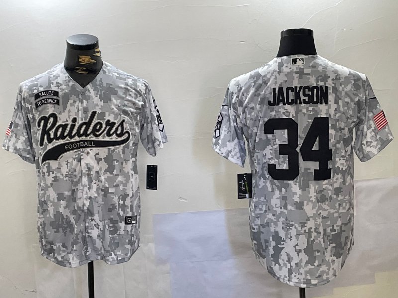 Bo Jackson Raiders Arctic Camo Salute to Service Baseball Jersey